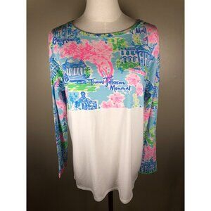 Lilly Pulitzer Finn Top Historic Landmarks Vibrant Print Long Sleeve Tee Size S